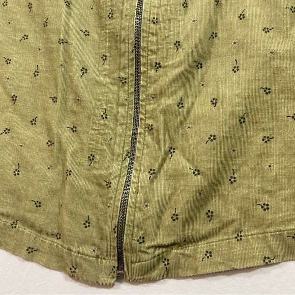 Route 66 Jacket Shirt Corduroy Floral Front full zipper Olive Green Top vintage - Picture 7 of 11